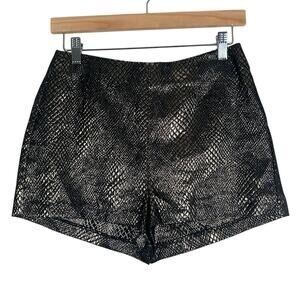 JACK Shorts Womens 4 Black Gold Metallic Snakeskin Jacquard High Rise Glam Y2K